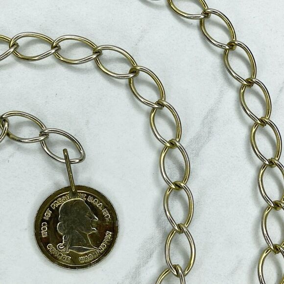 Gold Tone George Washington Coin Chain Link Belt Small (S) ✨ - Picture 6 of 12